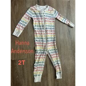 Hanna Andersson 2T Loved Zipper Romper Sleeper EUC Pajamas One Piece